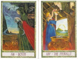 Death and The Fferyllt from The DruidCraft Tarot